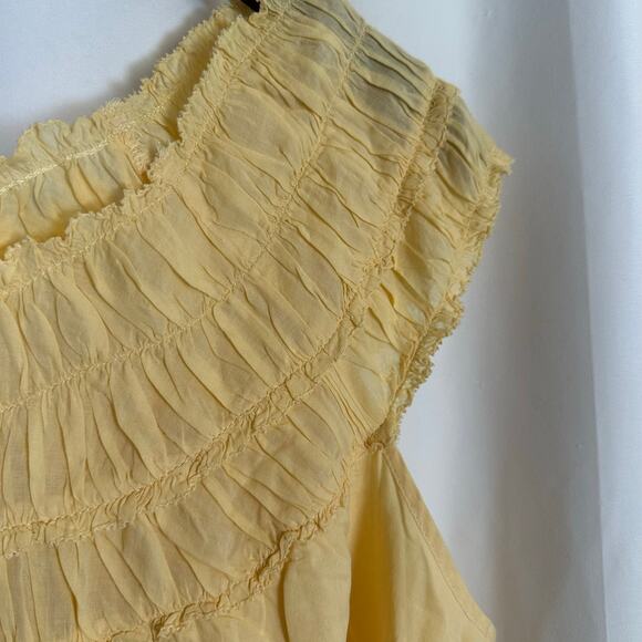 J.‎ Crew Rosalie Cotton Viole Top Yellow Women XXL Smocked Chic Feminine Minimal - Picture 3 of 8